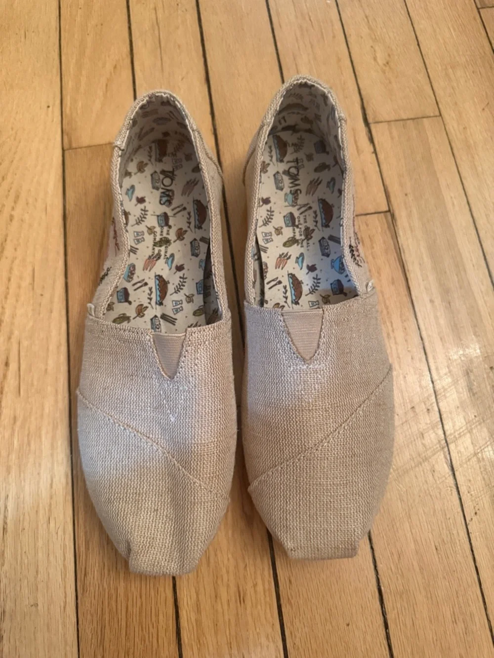 TOMS Beige Canvas Slip-Ons Thankful & Grateful embroidery - Picture 3 of 6